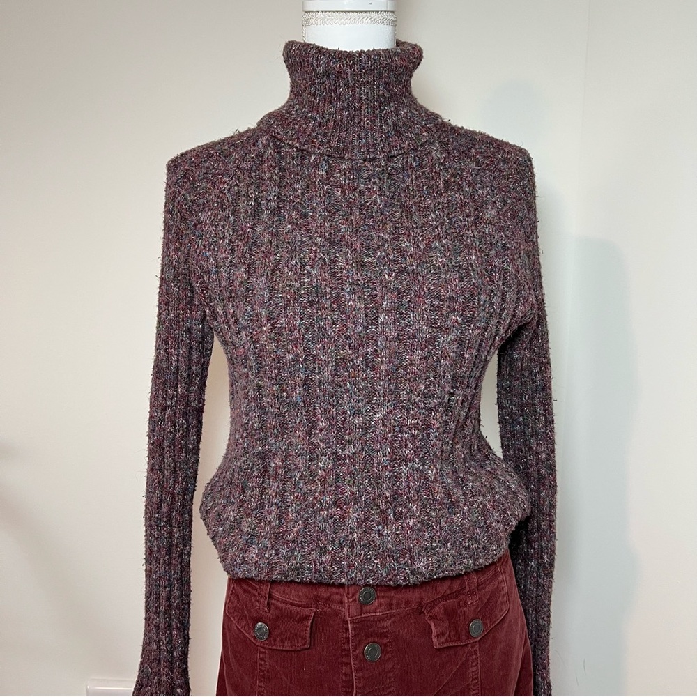 Axcess Vintage 90s Eggplant Purple, Pink, Blue Flecked Turtleneck Sweater  💟🦋